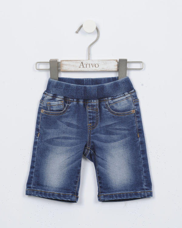 Picture of YX1718-BOYS ELASTIC WAIST DENIM LOOK SHORTS IN COTTON